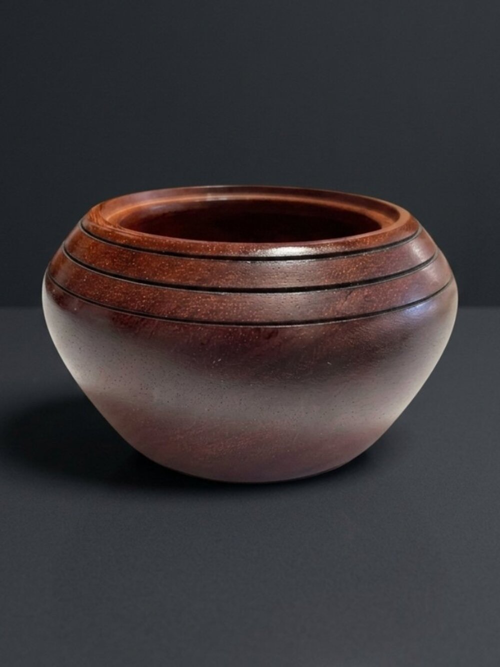 Ronnie McWilliams Handcrafted Turned Wood Urn Bowl Artisan Decor 4"